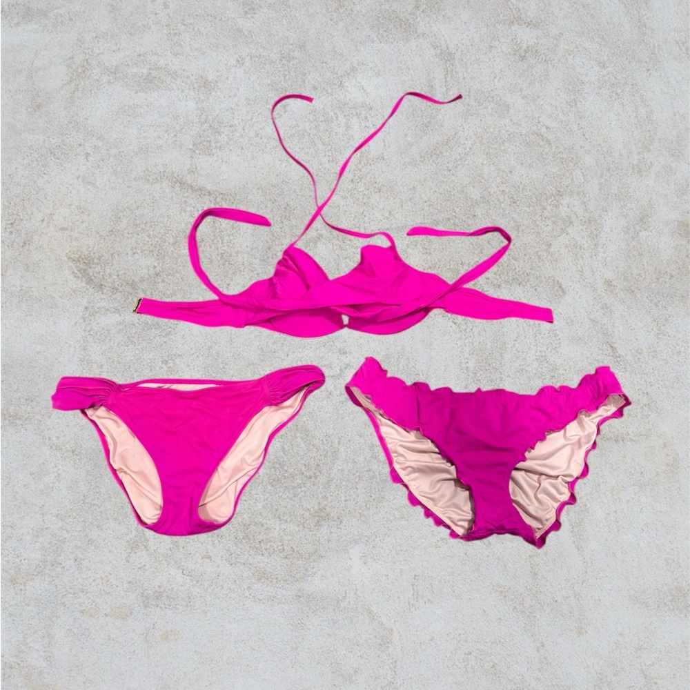 Victoria's Secret Vibrant Pink Bikini Set (3 Pieces)